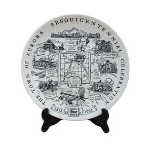 1968 Kettlesprings Kilns Collector Plate The‎ Town of Aurora Sesquicentennial